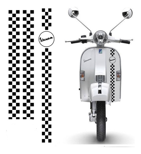 Adesivo Para Vespa Lambreta Piaggio Scooter Quadriculados 