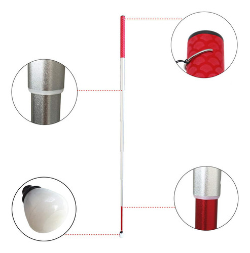 Baston Telescopico De Aluminio Para No Videntes - Rojo