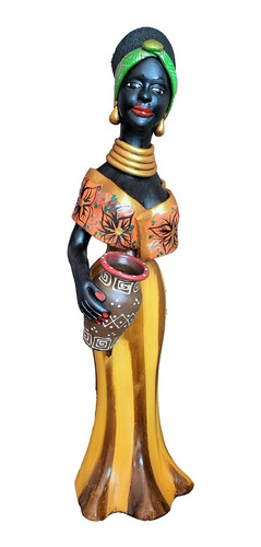 Imagem 1 de 10 de Boneca Africana Saia E Faixa Verde Artesanato Caruaru