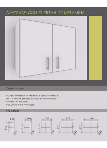Alacena Melamina Blanca Cantos De Aluminio 0,60