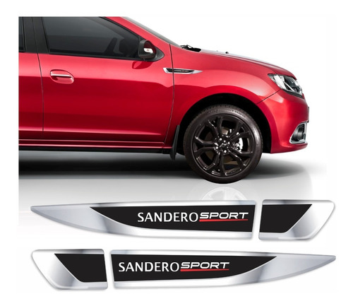 Par Adesivo Sandero Sport Apliques Emblemas Laterais 3d