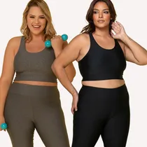 Comprar 2 Conjuntos Academia Feminina Short E Top Plus Size Promoção