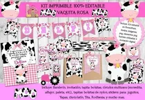 Comprar Kit Imprimible Candy Bar Vaca Vaquita Rosa 100% Editable Ppt