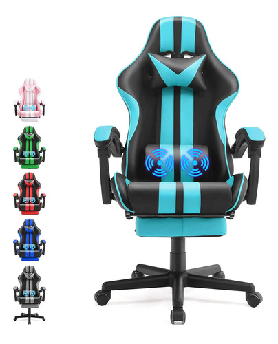 Silla Gamer Ergonómica Con Ajuste De Altura Y Reposacabezas