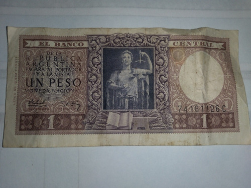 Antiguo Billete 1 Peso Argentino 