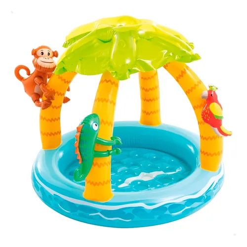 Piscina Inflable Con Para Sol Isla Tropical Amigos Intex