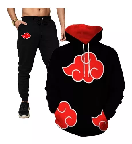 Kit Short Casal Naruto Akatsuki Nuvens Combinando Conjunto