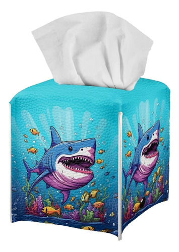 Caja De Pañuelos De Piel Con Diseño De Tiburón, Organizador 