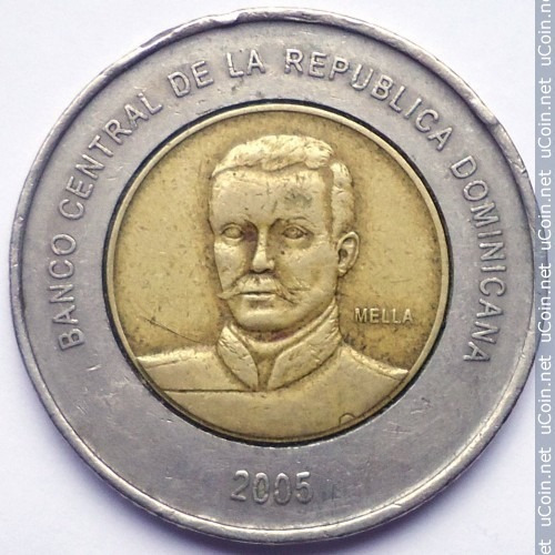 Moneda República Dominicana 10 Pesos 2007