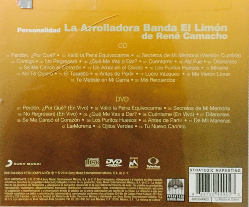 Cd La Arrolladora Banda El Limón De René Camacho Cd + Dvd