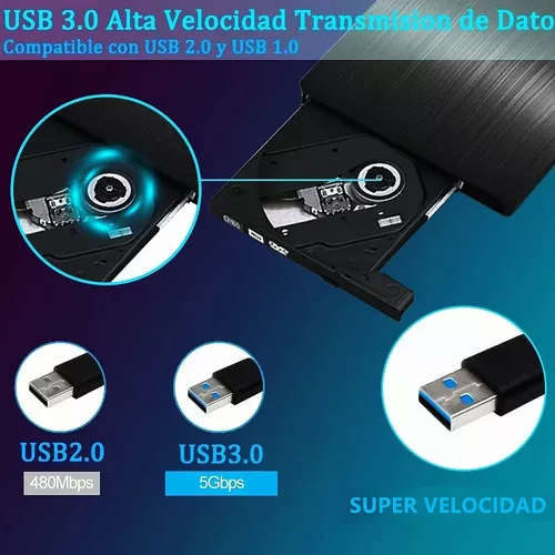 GRABADOR Y LECTOR CD/DVD USB 3.0