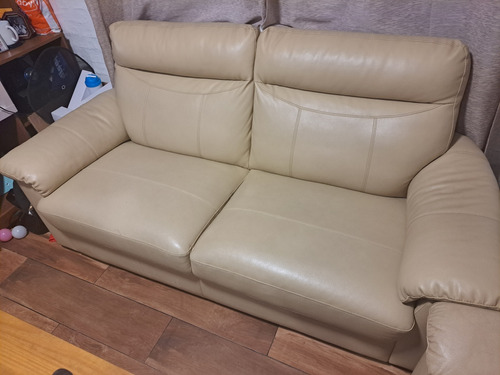 Sillón Sofá De Cuero 3 Cuerpos Como Nuevo