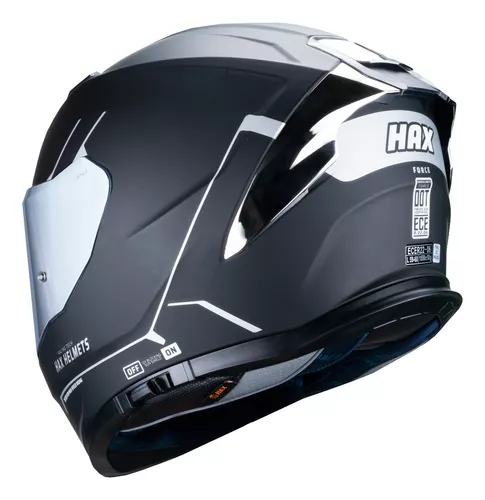 Hax Casco Moto Integral Force Negro Dot + Ece Color Rojo Tamaño del casco  L-Grande