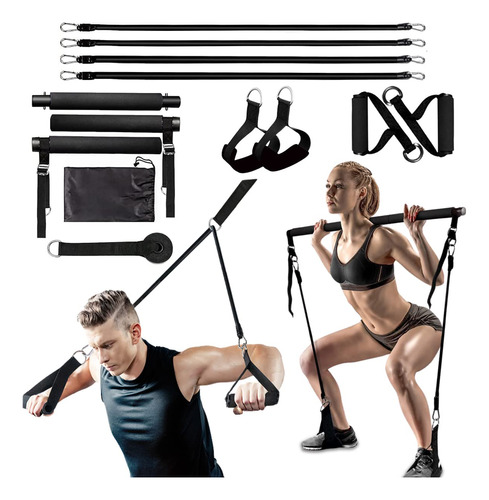 Maloow Kit De Barra De Pilates Ajustable Con Bandas De Resis