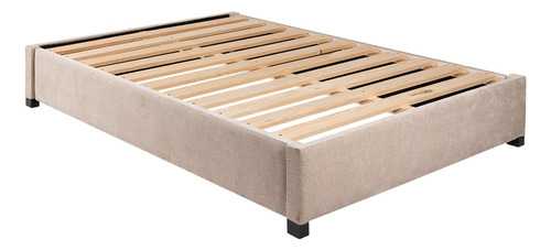 Base De Cama Queen Size Box Con Tapiz Diseño Moderno Qs Color Xecah Arena