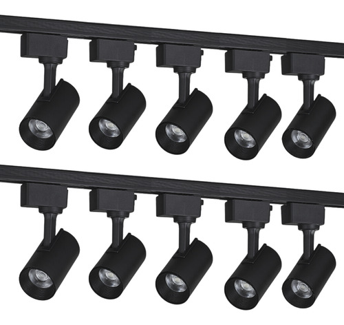 Kit Trilho Eletrificado 60w 6500k 4m Preto Com 12 Spots Led Estrutura Branco Frio 6500k Avant 251931414-4
