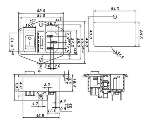(2pz) Interruptor, Toma Corriente, Fusible 10a, Iec 320 C14