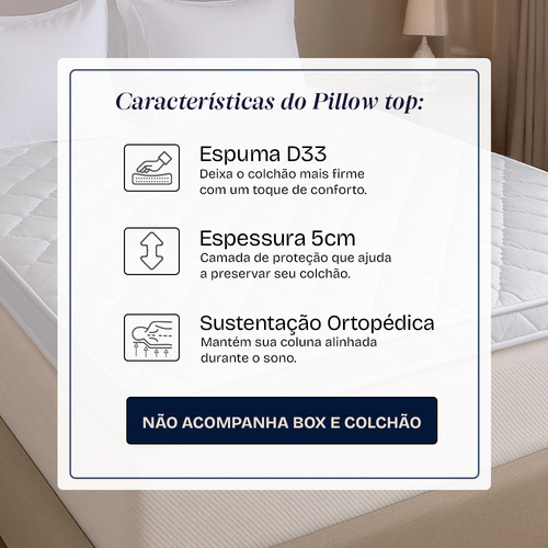 Pillow Top King Espuma D33 Hipoalergênico 193x203x5cm Bf Colchões