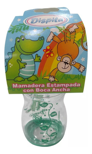 Mamadera Boca Ancha Con Base Y Tetina De Siliconas Dispita Color Verde