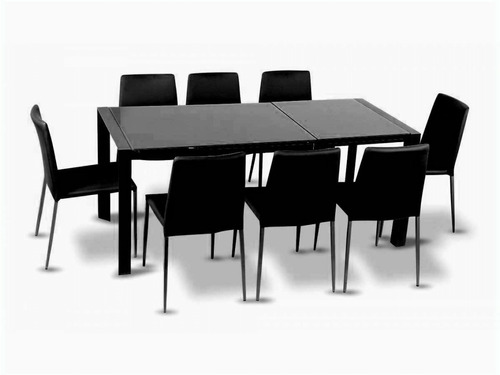 Juego De Comedor Mesa Rectangular Extensible Con Vidrio