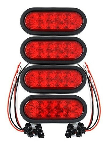 (4) Trailer Truck Led Sellado Rojo 6  Oval Stop/turn/luz De 