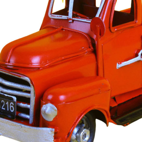Camión De Granja Navideño, Coche De Metal, Mesa De Rojo