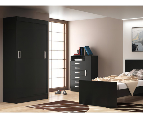 Guarda Roupa Solteiro Berlim Evidência Móveis Cor Black