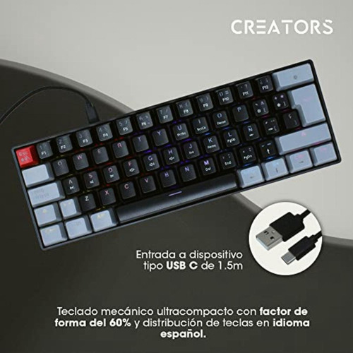 Ocelot Gaming Teclado Mecánico 60% Techno Black 60-oc.