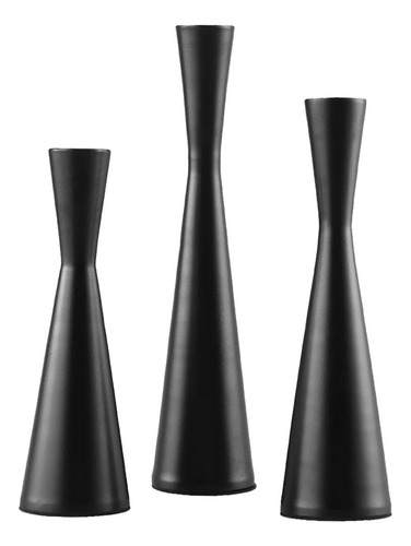 3 Piezas De Metal Negro Mate Candelabros Candelabro