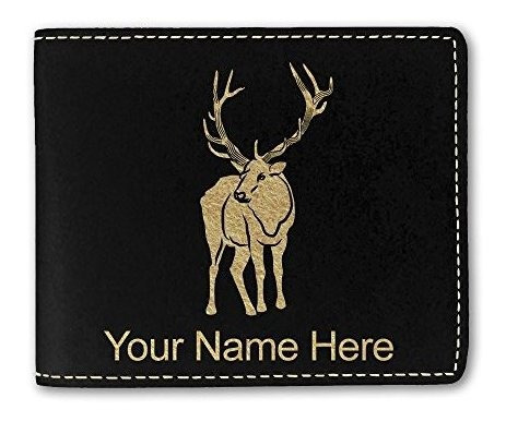 Cartera De Cuero Faux, Elk, Grabación Personalizada G8nhx