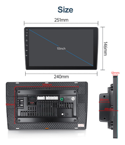 Gearelec Auto Estéreo Pantallas Táctil Android 13 4GB+64GB Ips 10 Pulgadas Andriod Gps Wifi With Camara