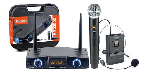 Microfone S/ Fio Karsect Krd 200 Mh Mão/ Headset Cor Preto