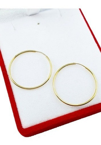 Par Aros Oro 18k Argollas Cubanos Lisos Mediano 0.8grs 20mm