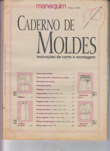 Cc - Caderno De Moldes Manequim - Maio 1996