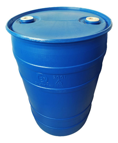 Botella de 200 litros con tapa fija para almacenamiento, galón, color azul
