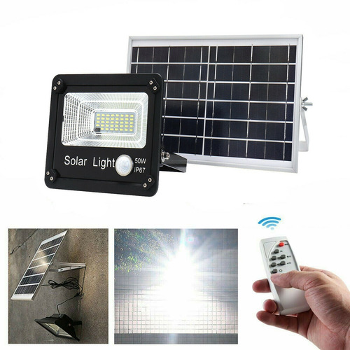 Imagen 6 de 10 de Reflector Led Control Remoto Sensor Panel Solar 50w