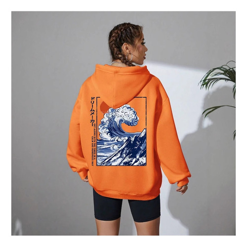 Sudadera Con Capucha Y Estampado Gráfico De Ondas For