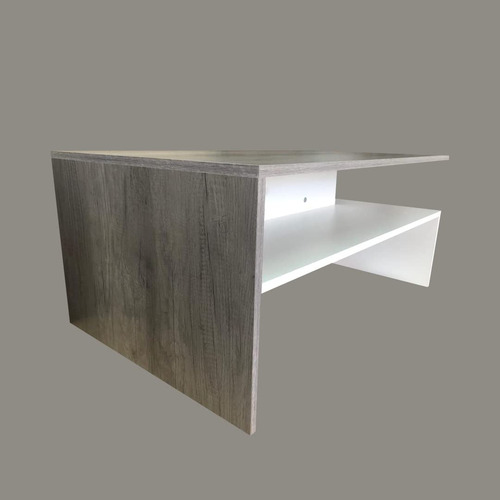 Mesa De Centro Bicolor Minimalista Con Doble Repisa