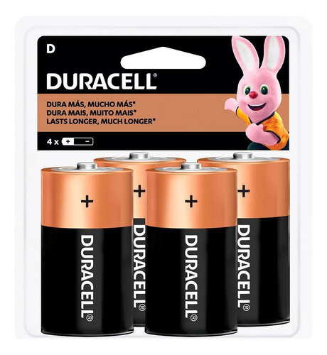 Pilha Duracell Alcalina Grande C/ 4 Unidades