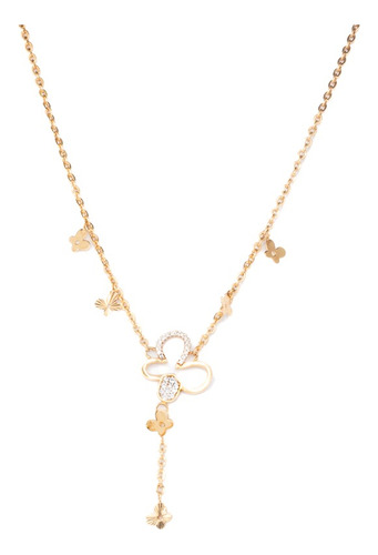 Juego Mariposas Con Circonias Oro 14 K. Oro Fino Joyería.