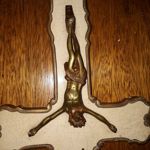 Imagen 5 de 7 de Cruz Antigua C/cristo Madera/bronce. Lote X 2