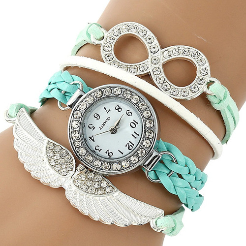 Reloj Brazalete Pulsera Cristal Infinito Gamuza Alas Angel