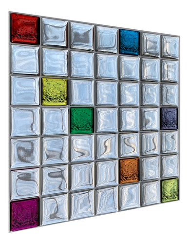 Pastilha Adesiva Espelhada Colorida Kit 4 Placas Adesivo 3 M
