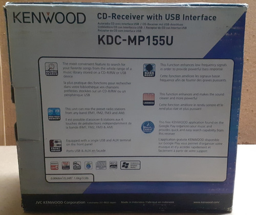 Imagen 2 de 6 de Reproductor Kenwood Mod Kdc-mp155u Usb/mp3/aux (nuevo)