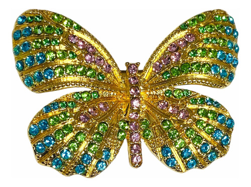 Antiguo Broche Pin Prendedor Alfiler Mariposa Monet Cristale