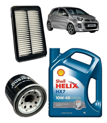 Kit Service X2 Filtros + Aceite 10w40 Kia Picanto 1,2 16v 