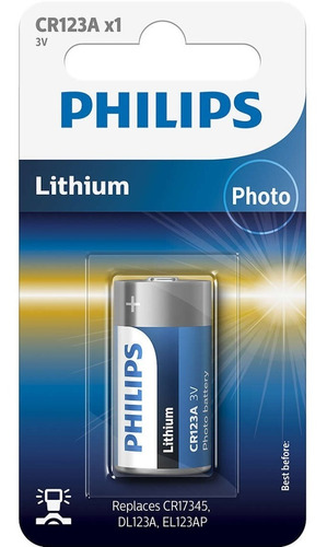Bateria Lithium Cr123 3v C/01 Unid Philips Com Nfe