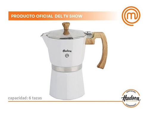 Cafetera Hudson Esmaltada Color Blanca Italiana Induccion 6 Tazas