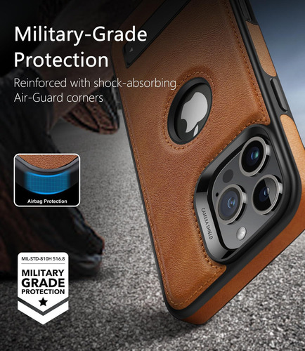 Capa De Couro Magnética Resistente Wtcase Para iPhone 16 Pro