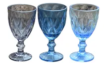 Comprar Juego 18 Copas De Vidrio Labradas 3 Colores